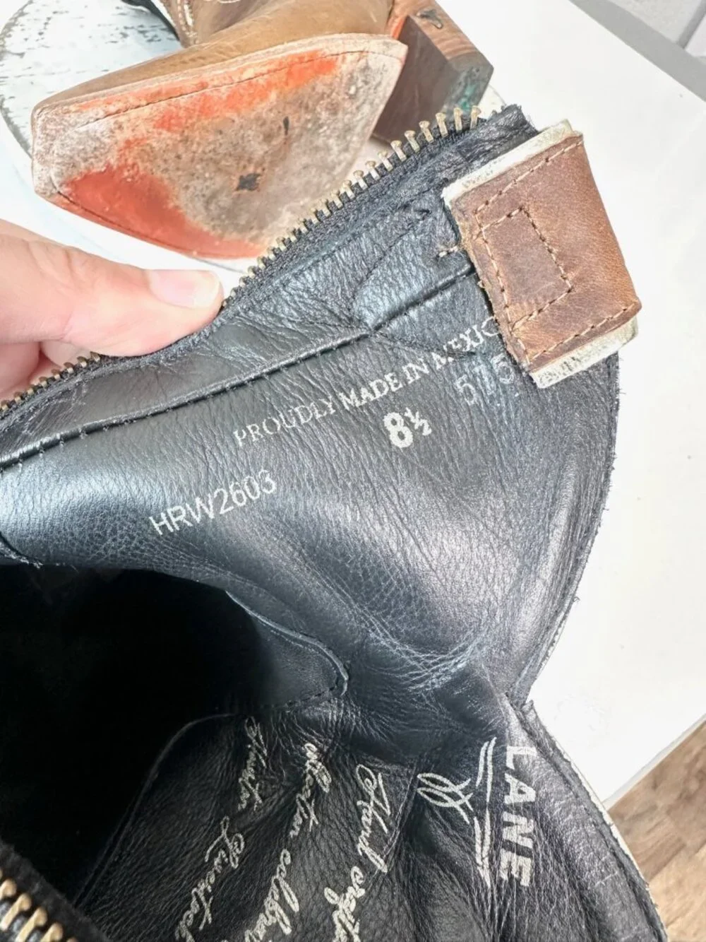 Lane RODEO HOUSTON Cowboy Booties Brown Western Snip Toe Short Boots Women 8.5 - Picture 11 of 13